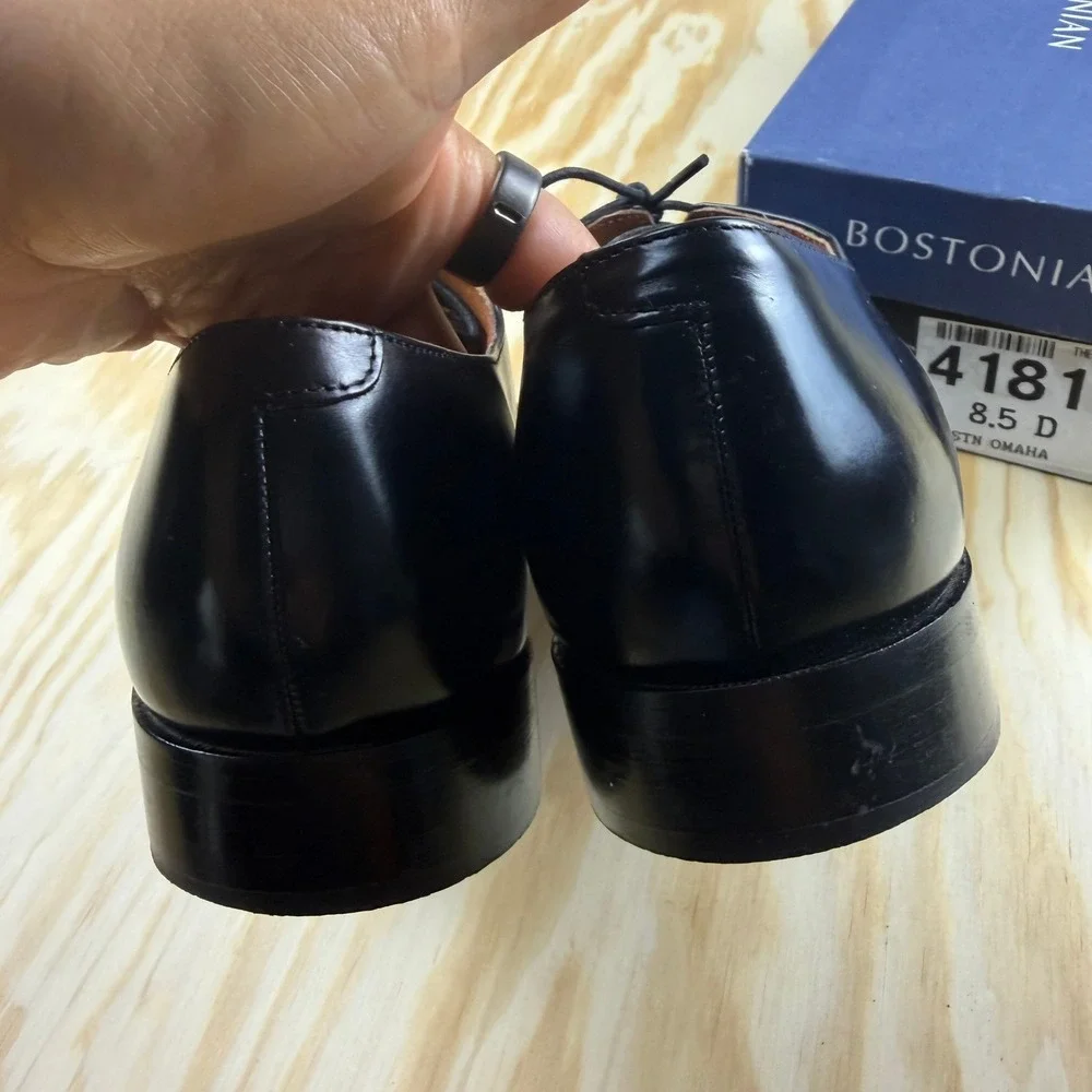 Bostonian Classics Omaha Mens Black Leather Cap Toe Oxford Dress Shoes 8.5 D